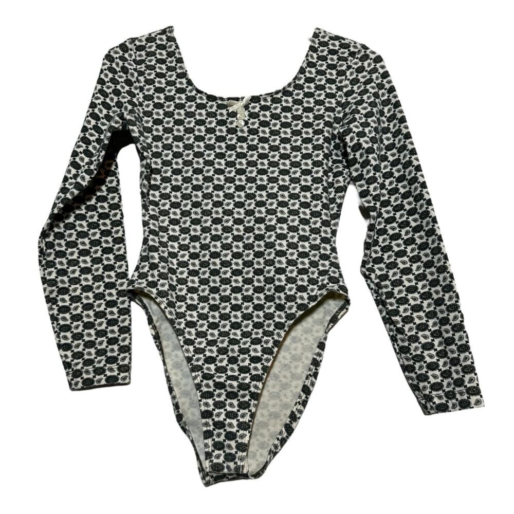 Vintage LA Movers Co-ord Set 80s Bodysuit Pants Paisley Pattern Green White S